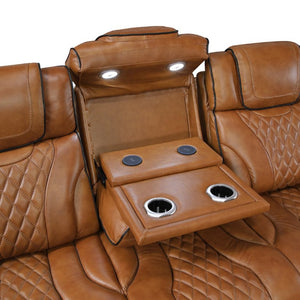 English Elm Power Reclining Sofa with Top-Grain Leather LED Lighting Massage and USB Charging B011P575206