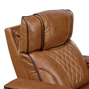 English Elm Power Reclining Sofa with Top-Grain Leather LED Lighting Massage and USB Charging B011P575206