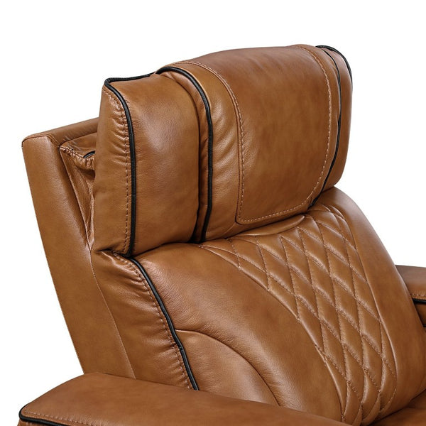 English Elm Power Reclining Sofa with Top-Grain Leather LED Lighting Massage and USB Charging B011P575206