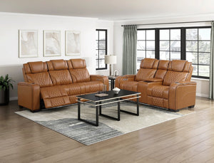 English Elm Power Reclining Loveseat with LED Underlighting Massage Top Grain Leather Theater Seating B011P575207