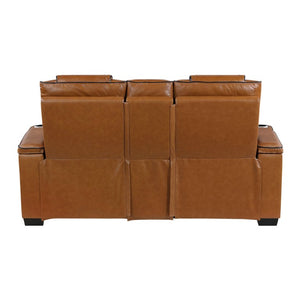 English Elm Power Reclining Loveseat with LED Underlighting Massage Top Grain Leather Theater Seating B011P575207