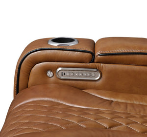 English Elm Power Reclining Loveseat with LED Underlighting Massage Top Grain Leather Theater Seating B011P575207