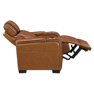 English Elm Power Recliner with Top Grain Leather Massage Heat and LED Ambient Lighting B011P575208