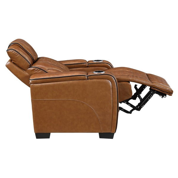 English Elm Power Recliner with Top Grain Leather Massage Heat and LED Ambient Lighting B011P575208