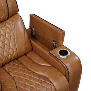 English Elm Power Recliner with Top Grain Leather Massage Heat and LED Ambient Lighting B011P575208