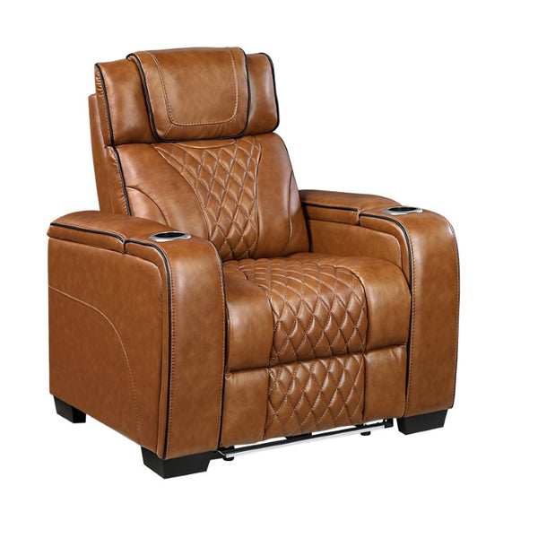 English Elm Power Recliner with Top Grain Leather Massage Heat and LED Ambient Lighting B011P575208