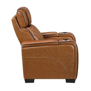 English Elm Power Recliner with Top Grain Leather Massage Heat and LED Ambient Lighting B011P575208