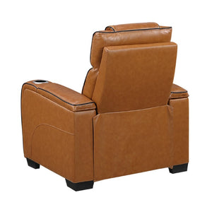 English Elm Power Recliner with Top Grain Leather Massage Heat and LED Ambient Lighting B011P575208
