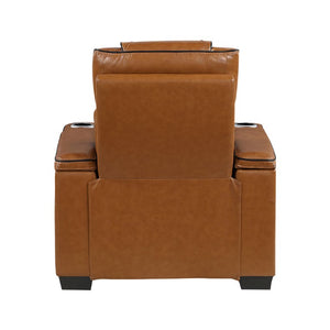 English Elm Power Recliner with Top Grain Leather Massage Heat and LED Ambient Lighting B011P575208