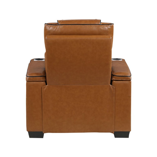 English Elm Power Recliner with Top Grain Leather Massage Heat and LED Ambient Lighting B011P575208