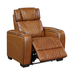 English Elm Power Recliner with Top Grain Leather Massage Heat and LED Ambient Lighting B011P575208