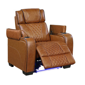 English Elm Power Recliner with Top Grain Leather Massage Heat and LED Ambient Lighting B011P575208