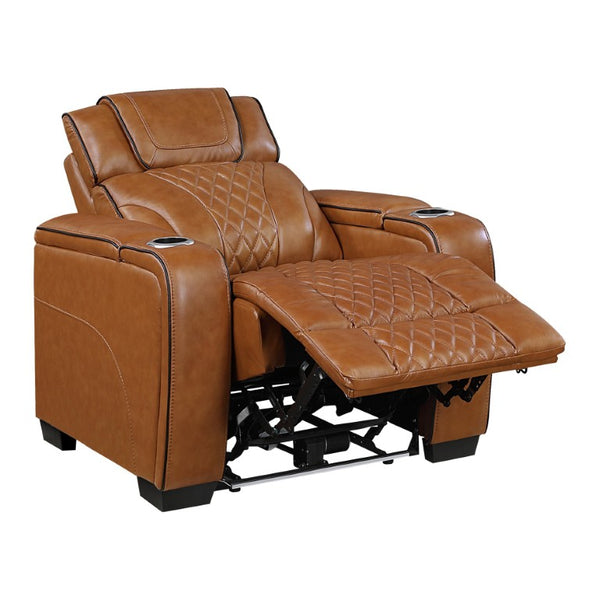 English Elm Power Recliner with Top Grain Leather Massage Heat and LED Ambient Lighting B011P575208