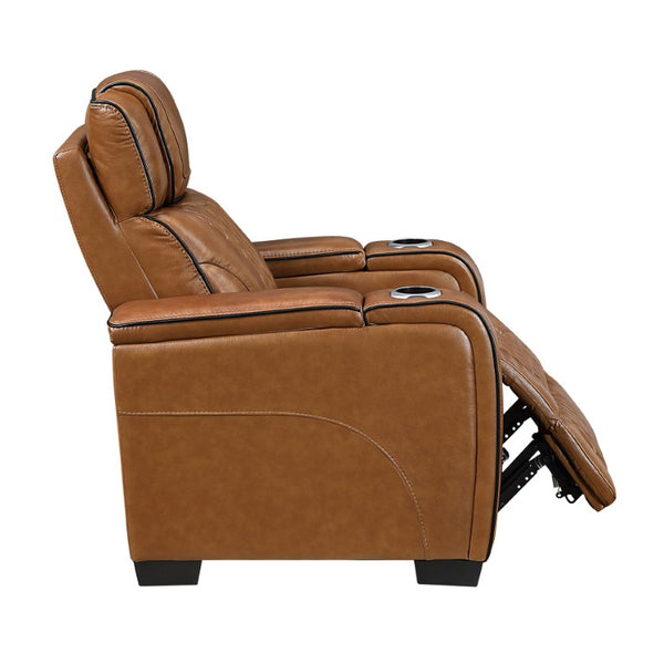 English Elm Power Recliner with Top Grain Leather Massage Heat and LED Ambient Lighting B011P575208