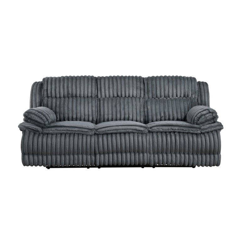 English Elm Double Reclining Sofa Ribbed Corduroy Pocket Coil Cushions for Home Theater B011P575209