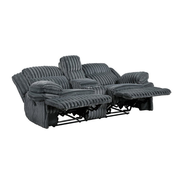 English Elm Double Reclining Loveseat with Corduroy Upholstery Center Console and Cup Holders B011P575210