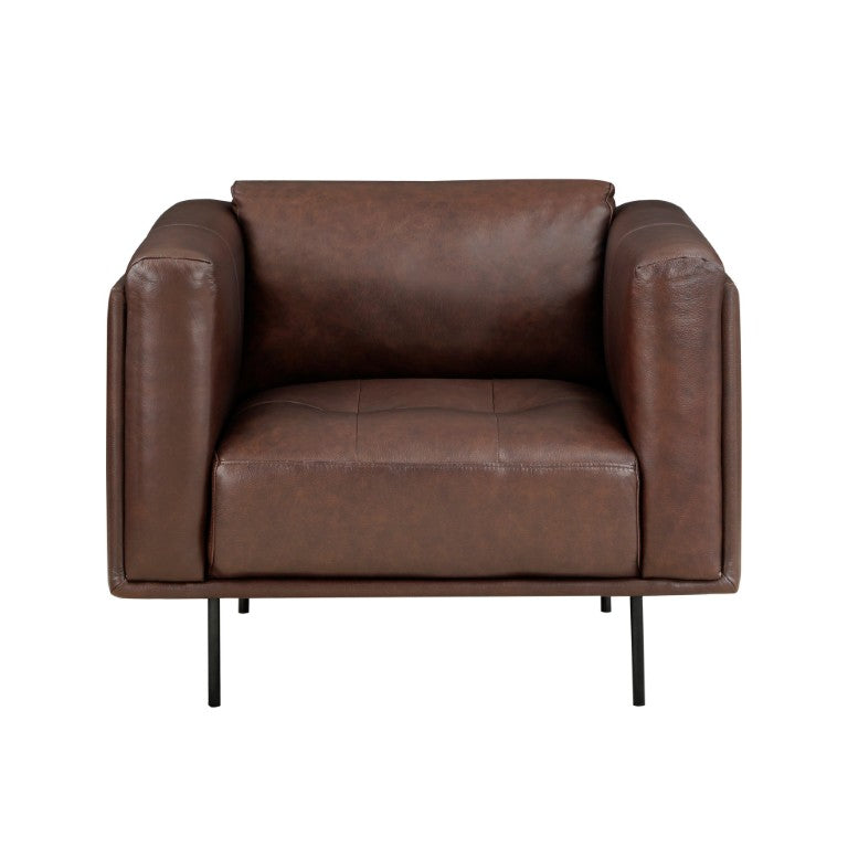 English Elm Glider Recliner with Pocket Coil Cushioning and Smooth Manual Recline for Living Rooms Brown Leather B011P575212