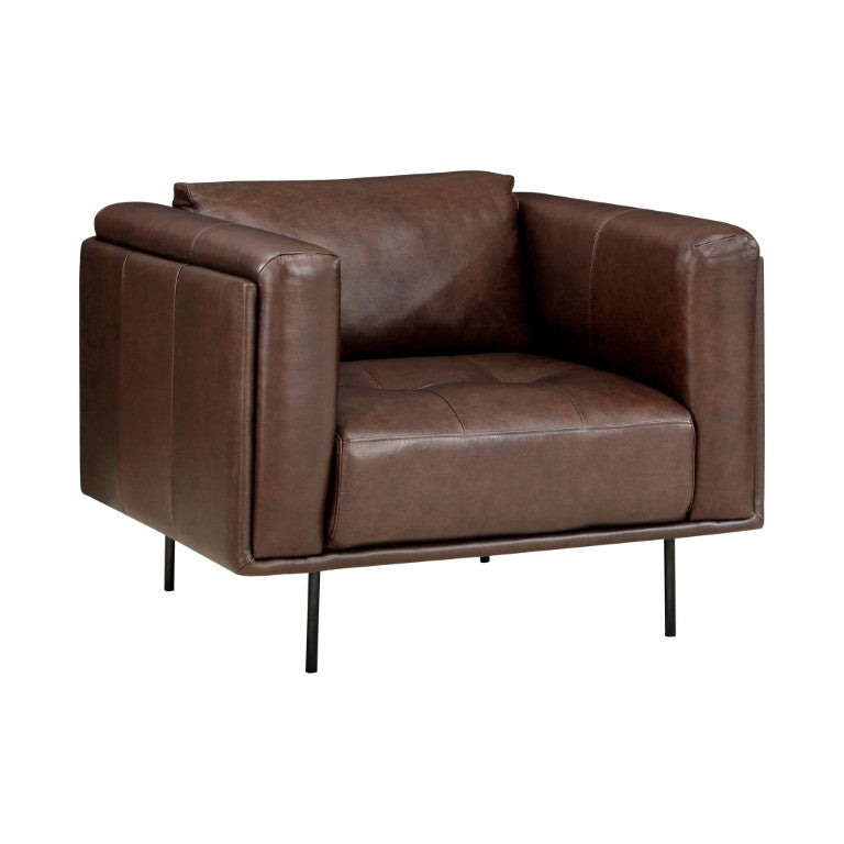 English Elm Glider Recliner with Pocket Coil Cushioning and Smooth Manual Recline for Living Rooms Brown Leather B011P575212