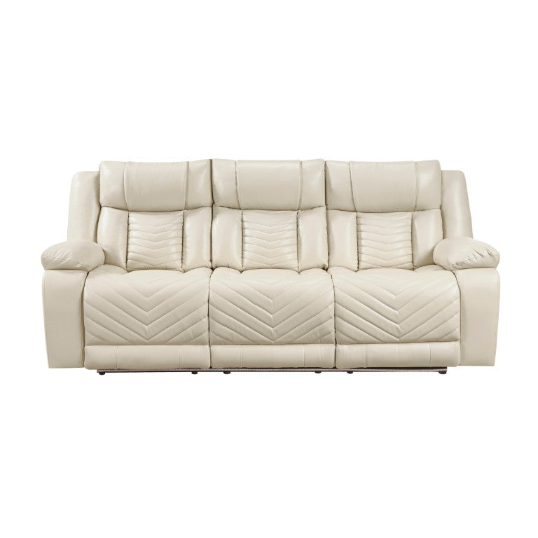 English Elm Power Reclining Sofa with LED Lighting USB Charging and Faux Leather Seating B011P575216