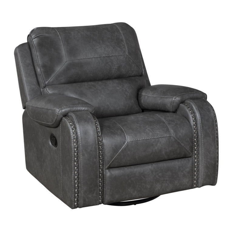 English Elm Swivel Glider Recliner with Nailhead Trim Faux Leather Upholstery for Living Rooms B011P575228