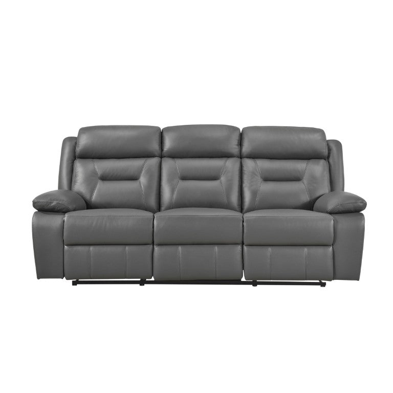 English Elm Double Reclining Sofa with Pocket Coil Support and Wall Hugger Design for Living Rooms Dark Gray Leather B011P575229