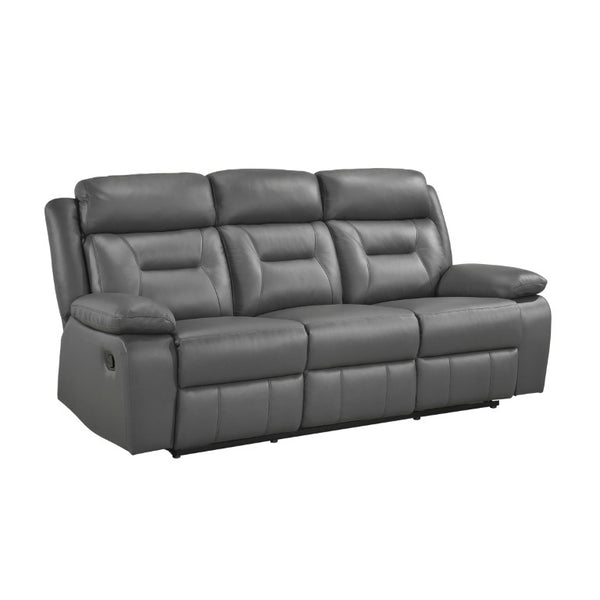 English Elm Double Reclining Sofa with Pocket Coil Support and Wall Hugger Design for Living Rooms Dark Gray Leather B011P575229