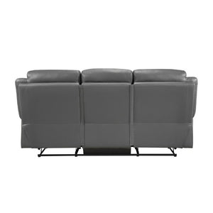 English Elm Double Reclining Sofa with Pocket Coil Support and Wall Hugger Design for Living Rooms Dark Gray Leather B011P575229