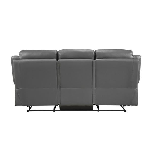 English Elm Double Reclining Sofa with Pocket Coil Support and Wall Hugger Design for Living Rooms Dark Gray Leather B011P575229