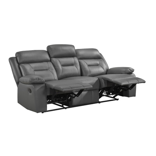 English Elm Double Reclining Sofa with Pocket Coil Support and Wall Hugger Design for Living Rooms Dark Gray Leather B011P575229