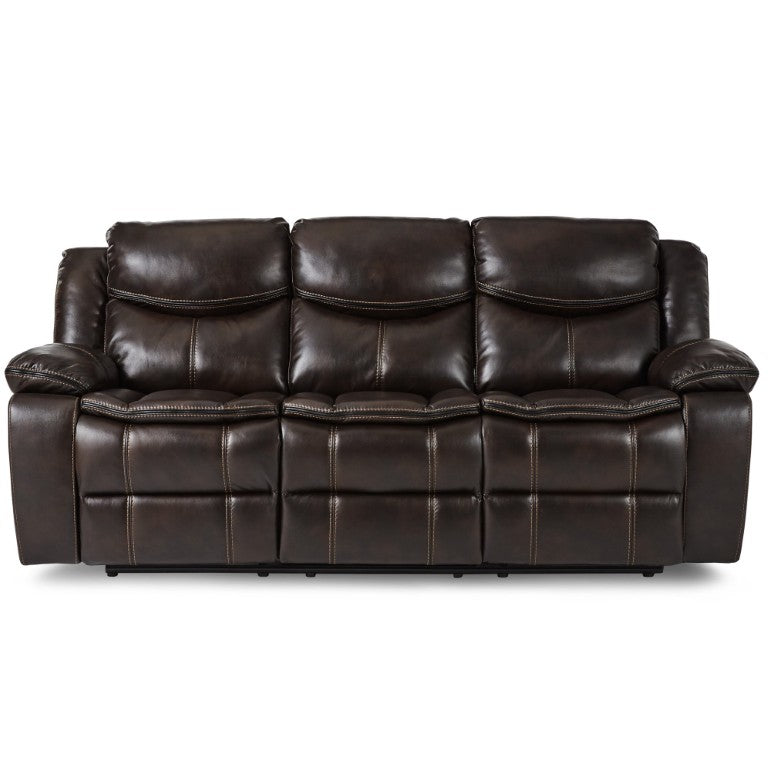 English Elm Double Reclining Sofa Faux Leather Pocket Coil Seating for Family Media Rooms B011P575232