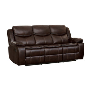 English Elm Double Reclining Sofa Faux Leather Pocket Coil Seating for Family Media Rooms B011P575232