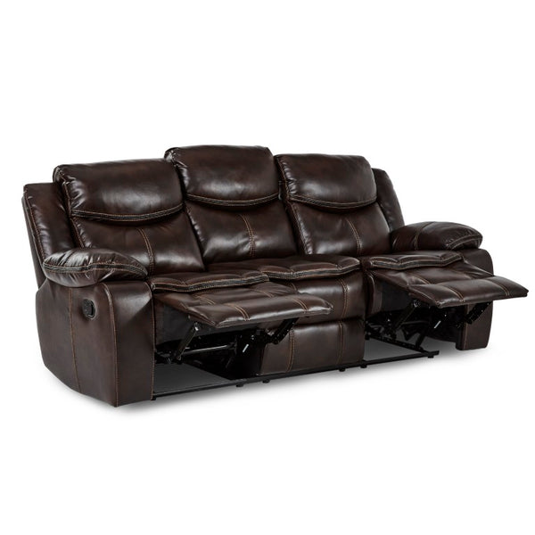 English Elm Double Reclining Sofa Faux Leather Pocket Coil Seating for Family Media Rooms B011P575232