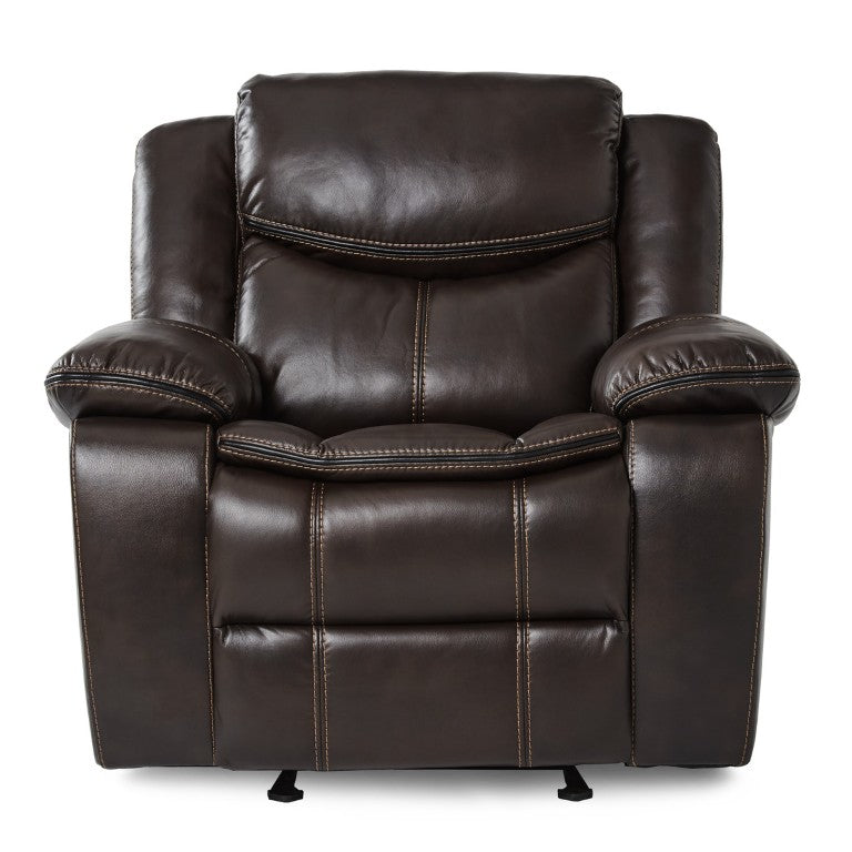 English Elm Glider Recliner with Faux Leather Upholstery and Pocket Coil Comfort for Living Rooms B011P575234