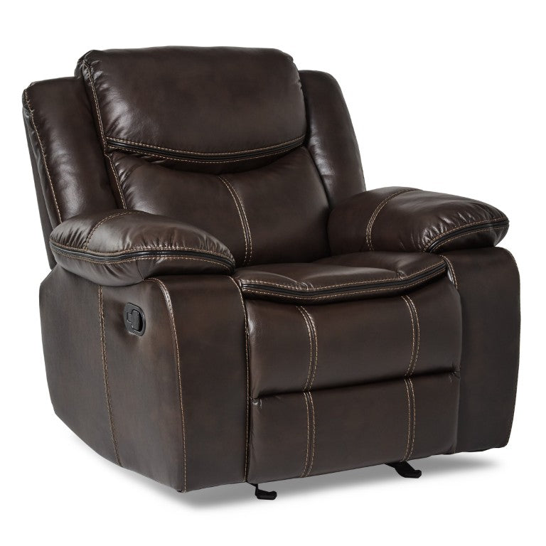 English Elm Glider Recliner with Faux Leather Upholstery and Pocket Coil Comfort for Living Rooms B011P575234
