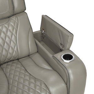 English Elm Power Reclining Loveseat with Massage LED Lighting Leather Console Charging B011P575242