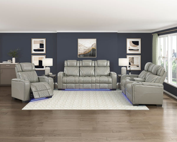 English Elm Power Reclining Loveseat with Massage LED Lighting Leather Console Charging B011P575242