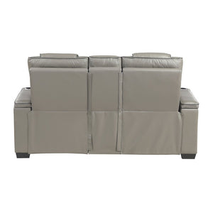 English Elm Power Reclining Loveseat with Massage LED Lighting Leather Console Charging B011P575242