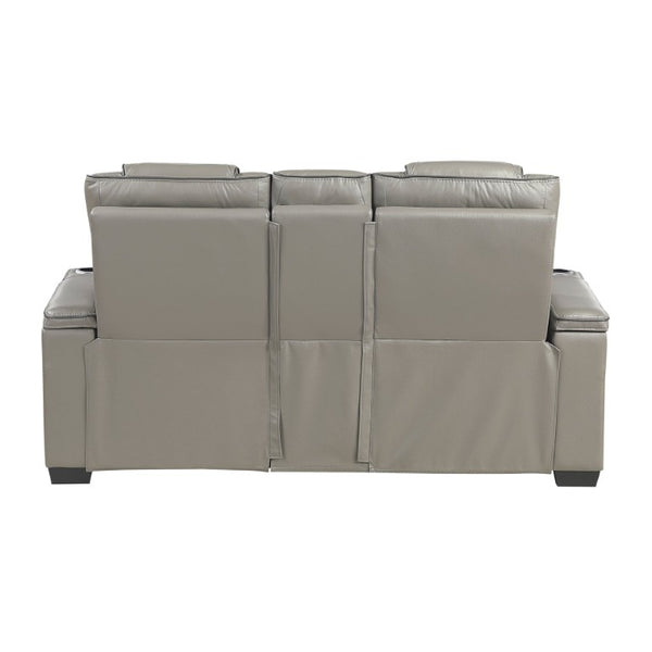 English Elm Power Reclining Loveseat with Massage LED Lighting Leather Console Charging B011P575242