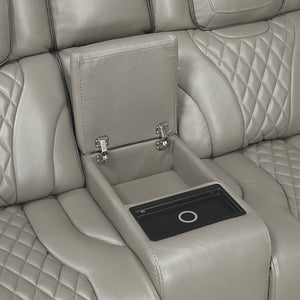English Elm Power Reclining Loveseat with Massage LED Lighting Leather Console Charging B011P575242