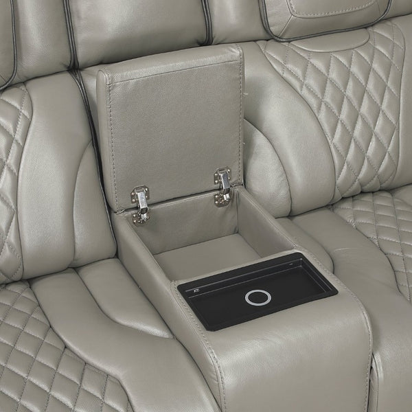 English Elm Power Reclining Loveseat with Massage LED Lighting Leather Console Charging B011P575242