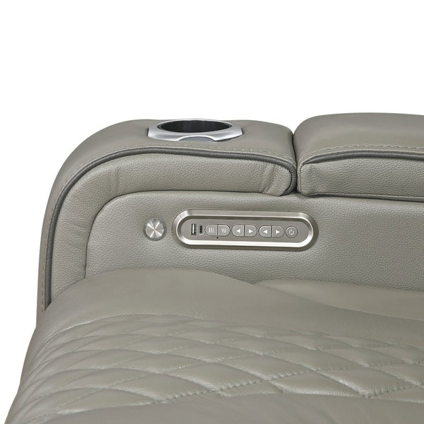 English Elm Power Reclining Loveseat with Massage LED Lighting Leather Console Charging B011P575242