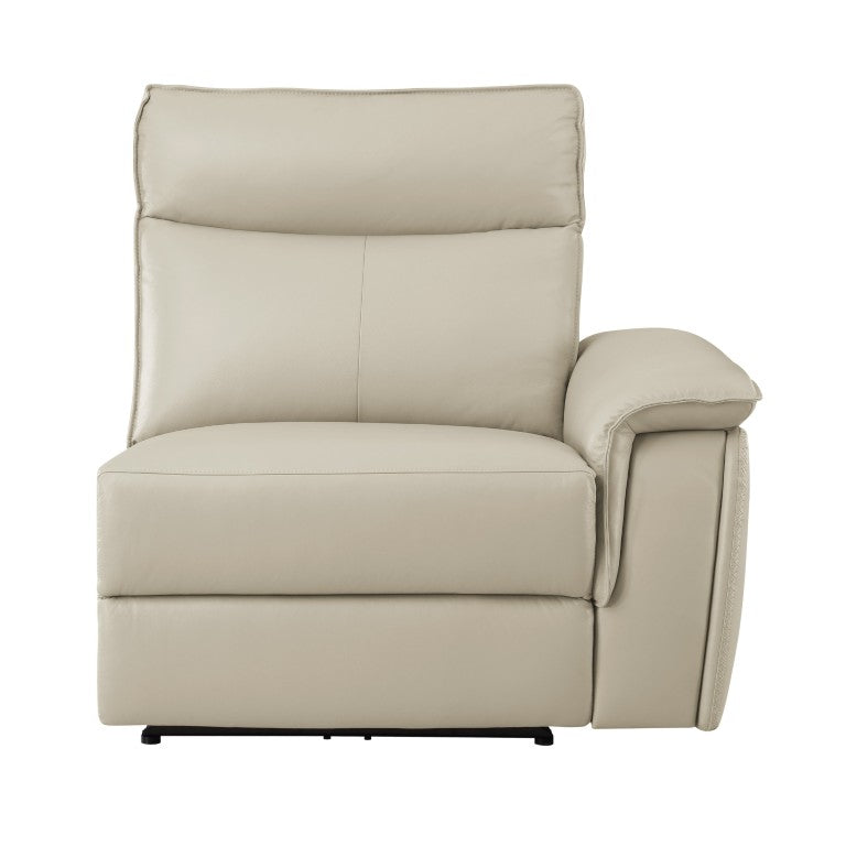 English Elm Power Reclining Sectional Chair with Adjustable Headrest USB Port and Top Grain Upholstery Taupe Leather B011P575256