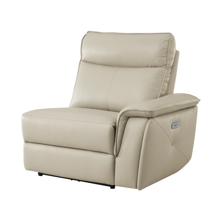 English Elm Power Reclining Sectional Chair with Adjustable Headrest USB Port and Top Grain Upholstery Taupe Leather B011P575256