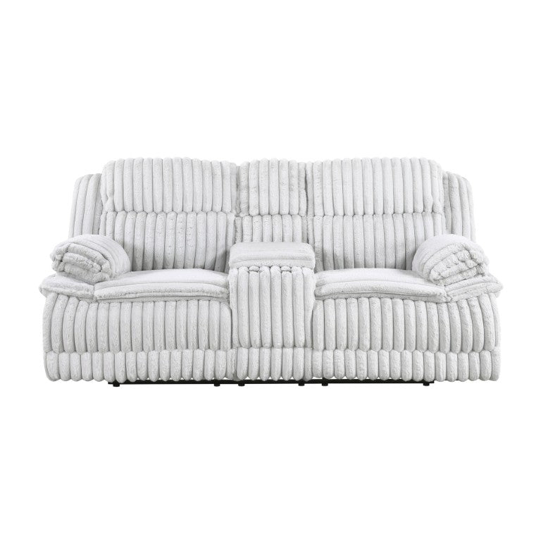 English Elm Double Reclining Loveseat with Corduroy Fabric Center Console and Pocket Coil Support B011P575261