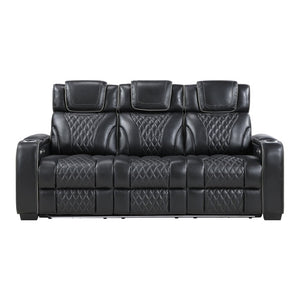 English Elm Sofa Mid-Century Velvet Upholstered with Walnut Legs and Pocket Coil Cushion Support Black Leather 84.5 L x 40 W x 42.5 H B011P575263