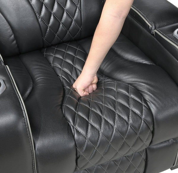English Elm Sofa Mid-Century Velvet Upholstered with Walnut Legs and Pocket Coil Cushion Support Black Leather 84.5 L x 40 W x 42.5 H B011P575263