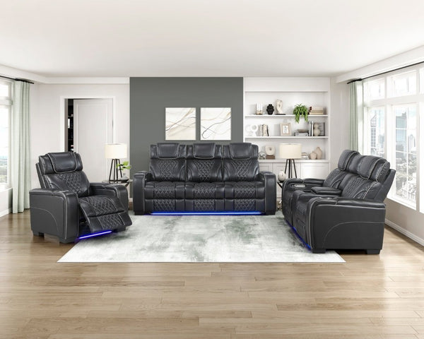 English Elm Power Reclining Loveseat with Top-Grain Leather Massage Seating and Console B011P575264