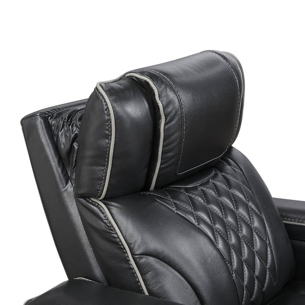 English Elm Power Reclining Loveseat with Top-Grain Leather Massage Seating and Console B011P575264