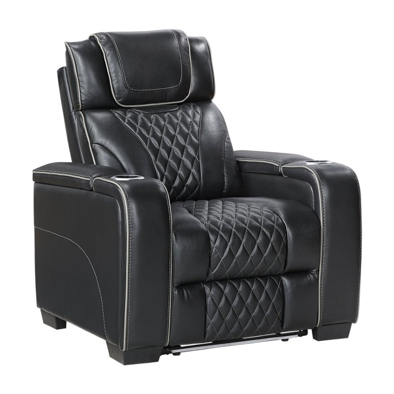 English Elm Power Recliner with Top Grain Leather Heat Massage LED Lighting and USB Charging B011P575265