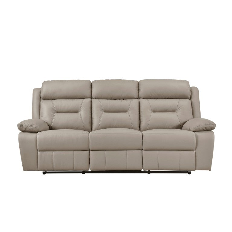 English Elm Double Reclining Sofa Top Grain Leather Upholstered Transitional Living Room Seating B011P575266